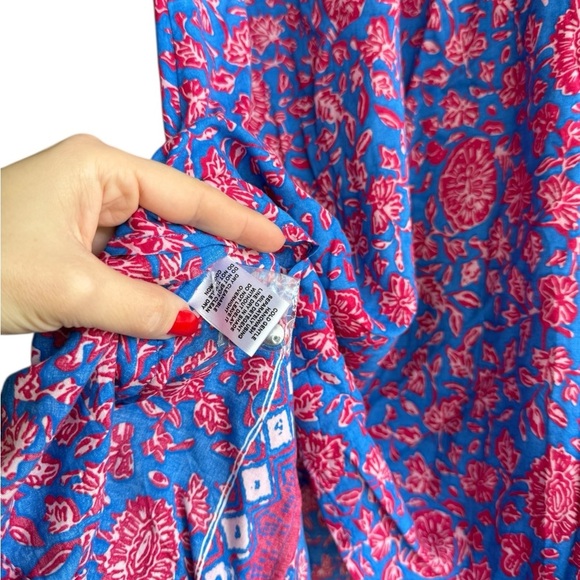 NATALIE MARTIN Blue and Pink Floral TOP Size XL - Picture 11 of 12